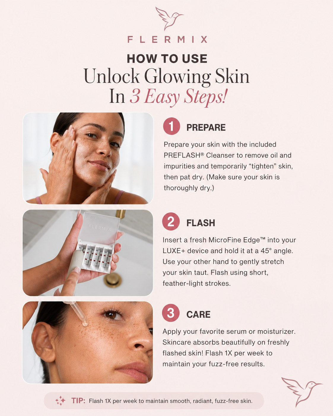 How to use FLERMIX LUXE+ in 3 steps